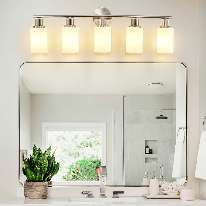 DLLT 5-Light Bathroom Light Fixtures: Nickel Modern Vanity Lights - Image 5
