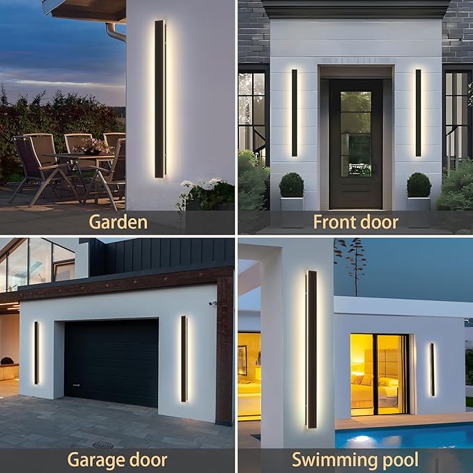 Modern Outdoor Wall Lights, 39.4Inch Black LED 3000K IP65 Waterproof Outdoor - Image 5