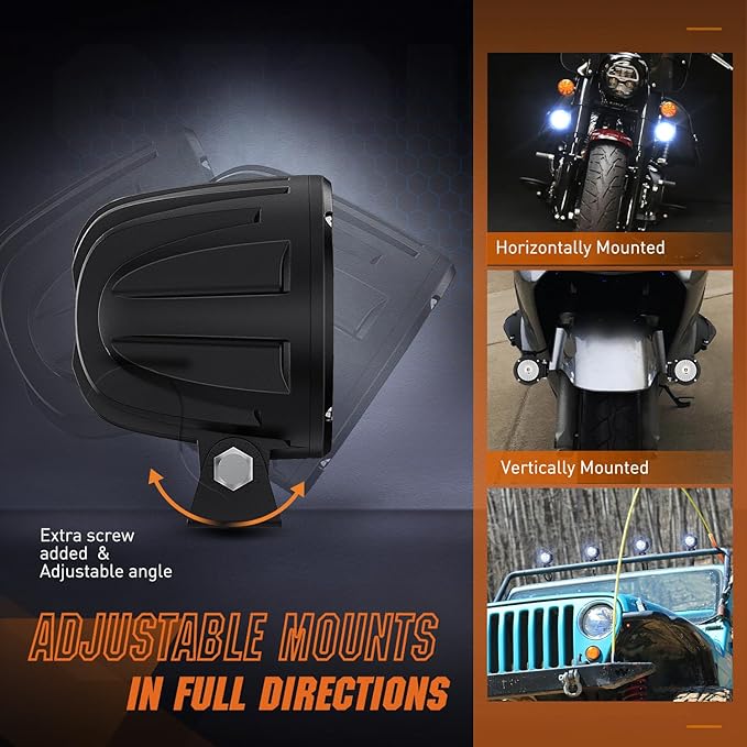 Nilight LED Light Pods 2 PCS 3 Inch Flood Round Offroad Fog 1080LM Built-in EMC - Image 6