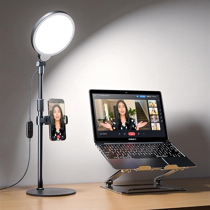 7" Ring Light with Stand for Desk, 3000K-6500K, 30 Lighting Modes for Video by Yarrashop