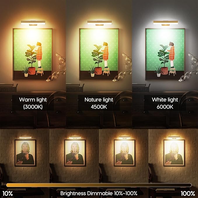 2Pcs Picture Light for Wall Dimmable, Remote Painting Light - Image 2