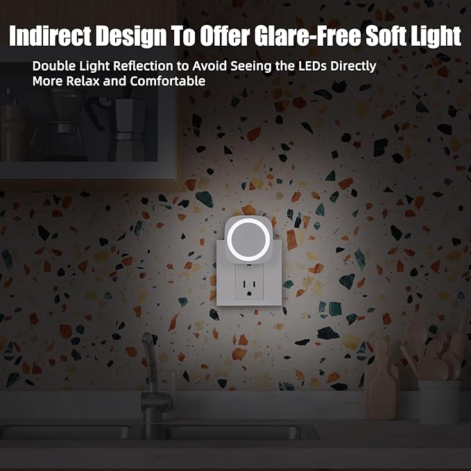 White Night Lights Plug into Wall, 4 Packs Dimmable Night Light - Image 3