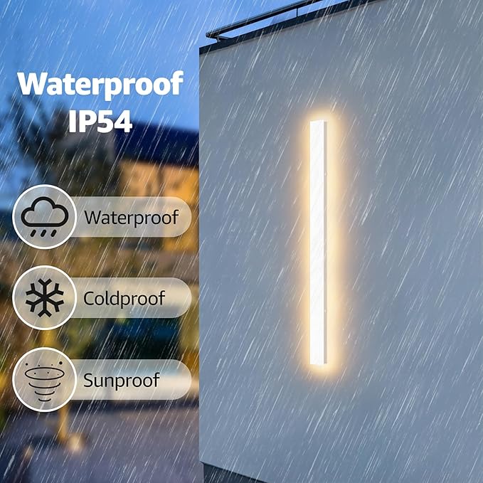 2 Pack 40inch Long Outdoor White Wall Lights 30W 3000K Modern Porch Lights - Image 3