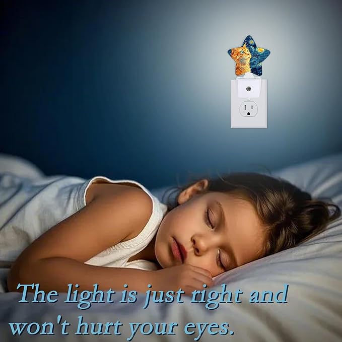 Cat Night Light, Lonely Ginger Cat Plug-in Night Light Auto Dusk-to-Dawn Sensor - Image 6