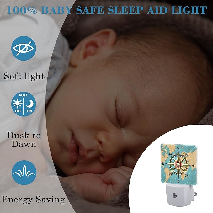 Plug in Night Lights Classic Vintage Nautical Wind Compass Night Light - Image 4