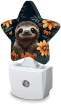 Sloth, Night Light, Sunflower Eucalyptus Leaves by SKYDAWNY