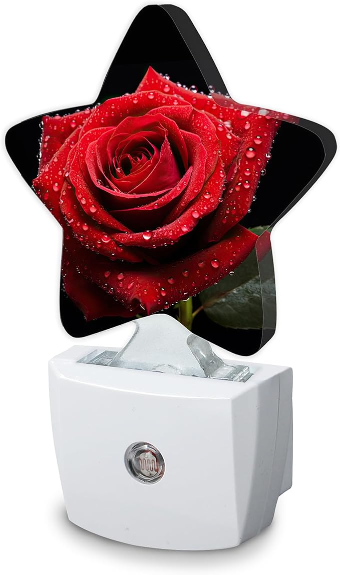 Red Rose Night Light, Plug Into Wall Decor Nightlights by SKYDAWNY