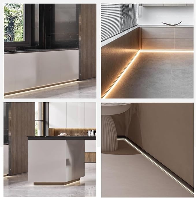18Pcs LED Aluminium Metal Baseboard Trim, Matte Gold 100mm x 2500mm 3.94" x - Image 7