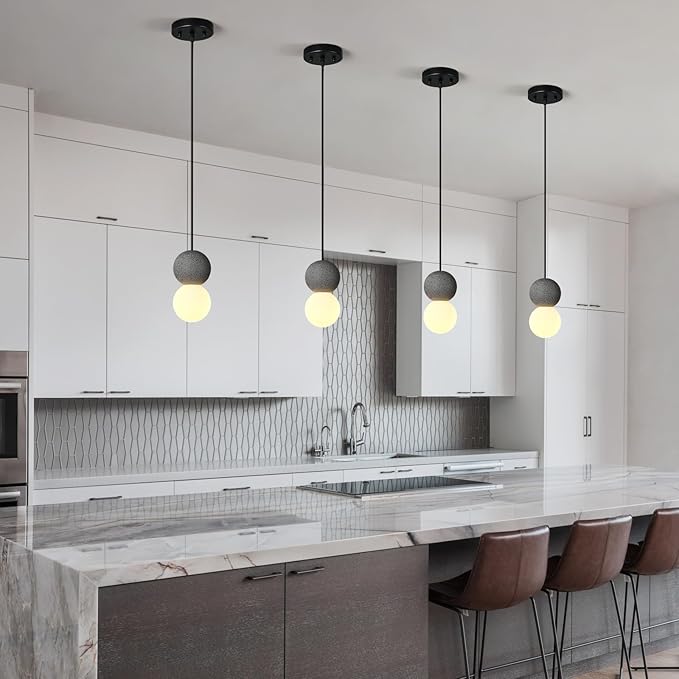 Modern Black 1-Light Concrete Pendant Light Kitchen Island Ceiling Light - Image 5