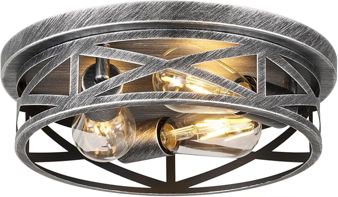 3-Light Cage Ceiling Light Fixtures, Farmhouse Close to Ceiling Lights by Wyneyet