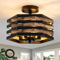Farmhouse Rustic Wood Flush Mount Ceiling Light Fixtures, 4-Light Close to by SGLfarmtyLighting