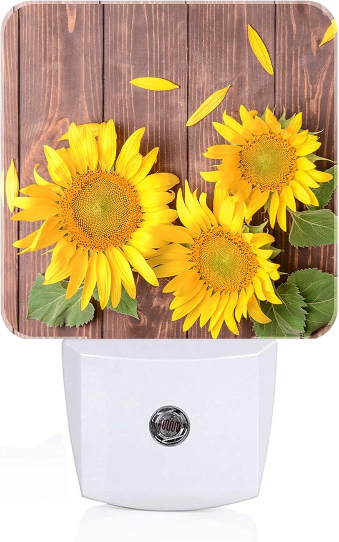 Vintage Wooden Sunflower Night Light, Plug Into Wall by Unknown