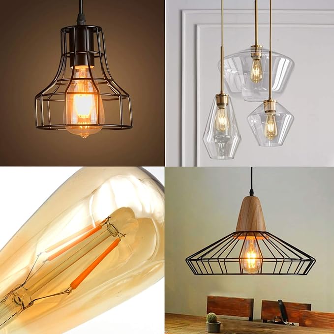 LED Dimmable Edison Light Bulbs 4W, 2200K-2400K Warm White ST64, E26 Base Pack - Image 2