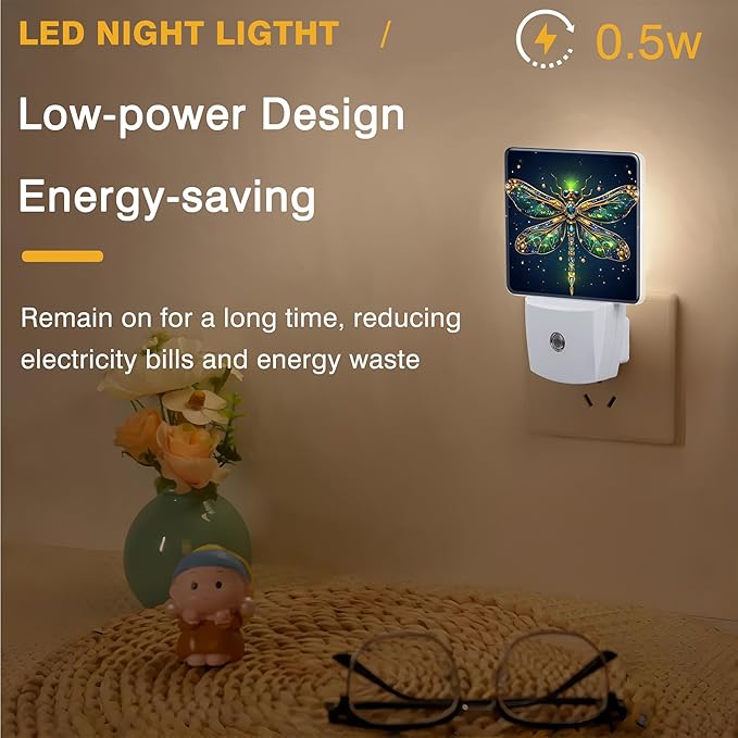 Golden Dragonfly Night Light, Plug-in Nightlight - Image 5