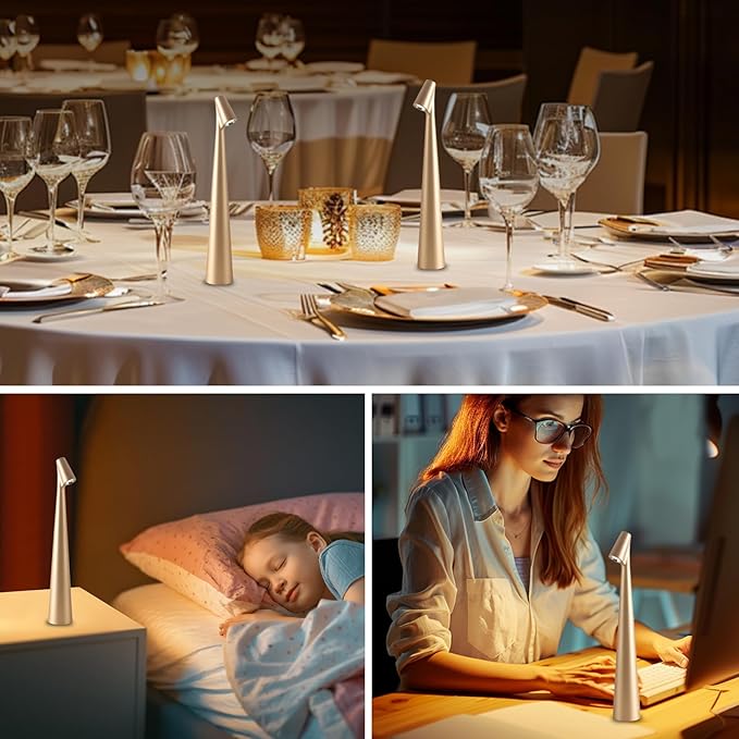 Cordless Small Table Lamps, 3 Levels Brightness Portable Desk Lamp, - Image 6
