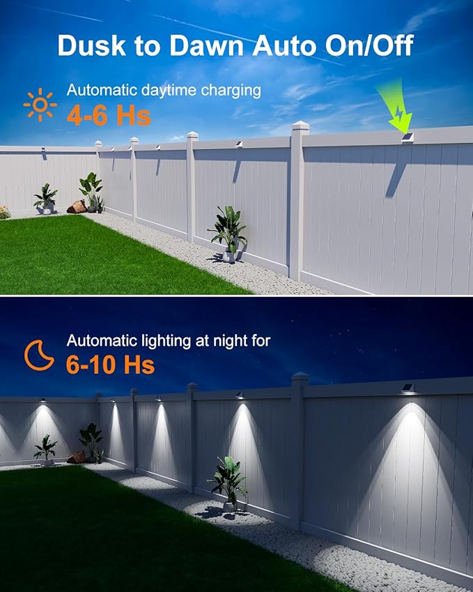 12 Pack Decorative Solar Powered Fence Lights Outdoor Waterproof - Image 4
