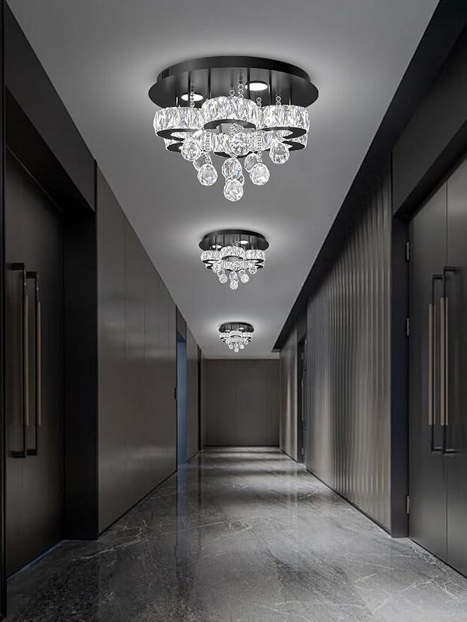 Flashing God 16" Small Crystal Chandelier LED Ceiling Light Fixtures Stainless - Image 7