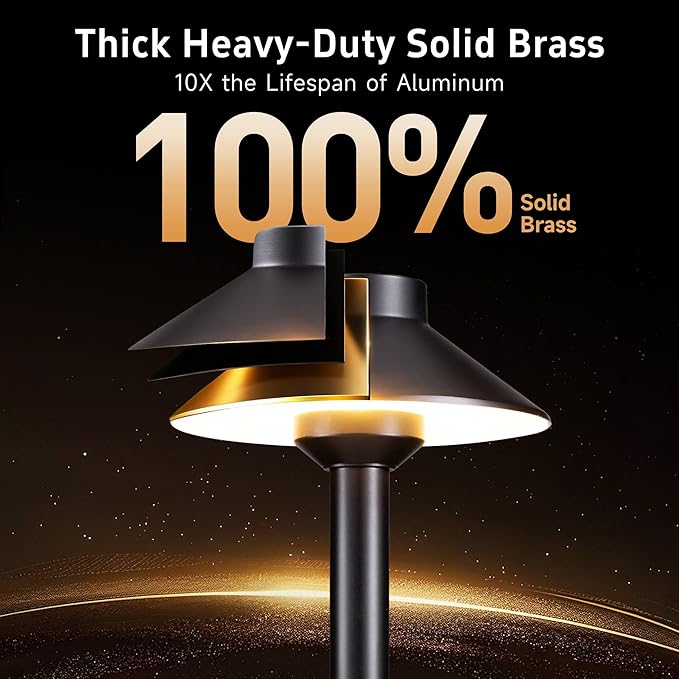 Gardenreet Solid Cast Brass Pathway Lights, Low Voltage Landscape Path Light - Image 3