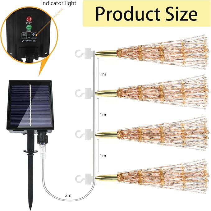 4 Pcs 800LED Solar Starburst Sphere Lights, Firework Light Remote Control Timer - Image 6