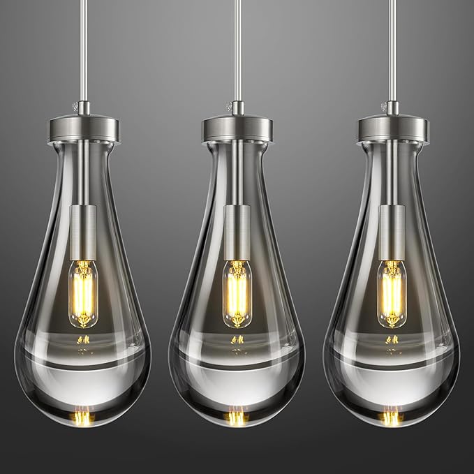 Raindrop Pendant Lights Kitchen Island Teardrop Nickel Hanging Light Fixtures by HomeofBeautifulLighting