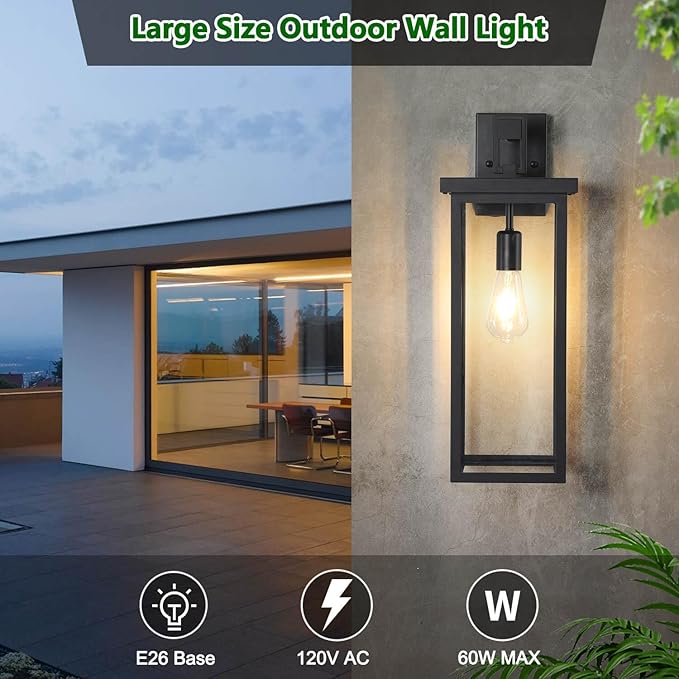 tewei 2 Pack Large Size Outdoor Wall Lantern Exterior Wall Light Fixture - Image 2