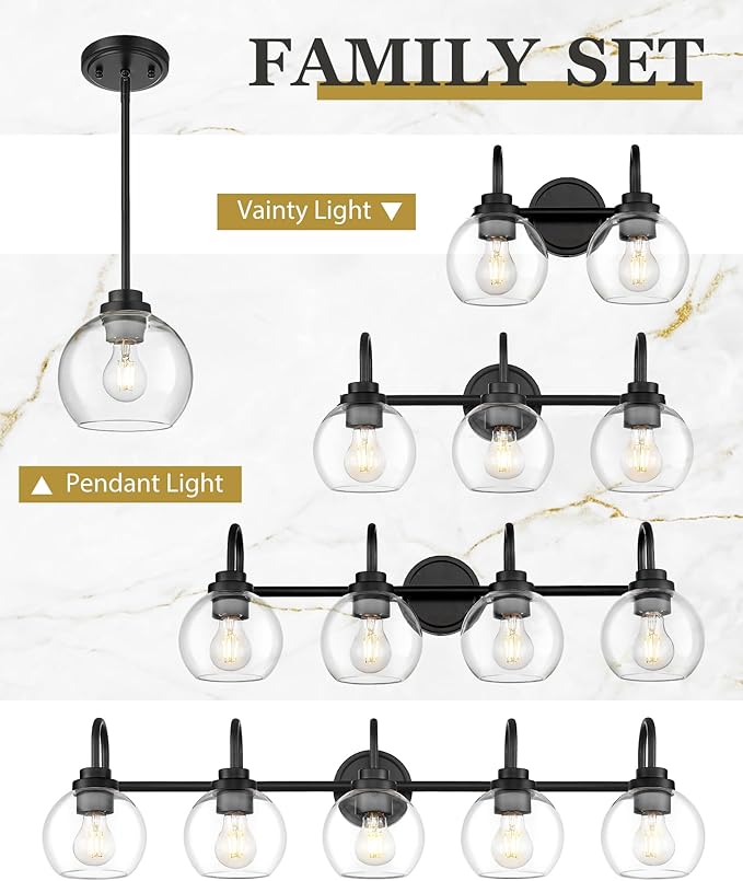 Bathroom Light Fixtures, 4-Light Matte Black Vanity Lights - Image 7