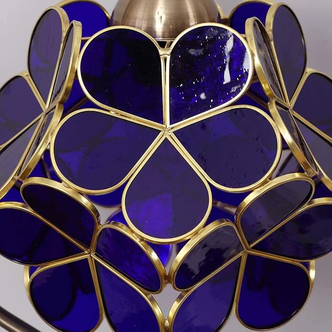 Bieye L10750 Tiffany Style Stained Glass Flower Petal Table Lamp - Image 3