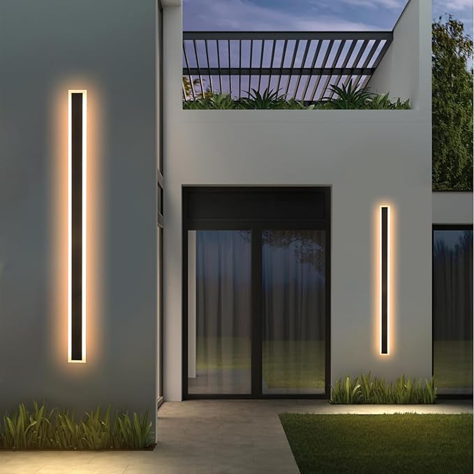47 Inch Long Outdoor Wall Lights 3000K Black Exterior Light Fixtures Wall Mount by SMINGYINGZ