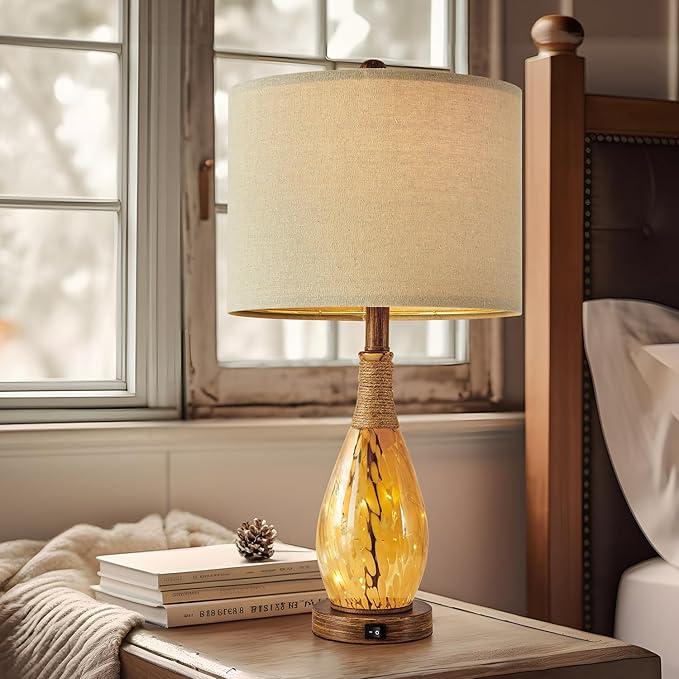 OYEARS 23" USB A+C Table Lamp for Bedroom Living Room Modern Bedside Lamps - Image 8