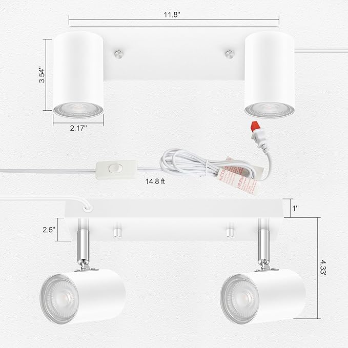 2 Light Track Lighting Kit, Industrial LED Wall Light - Image 5