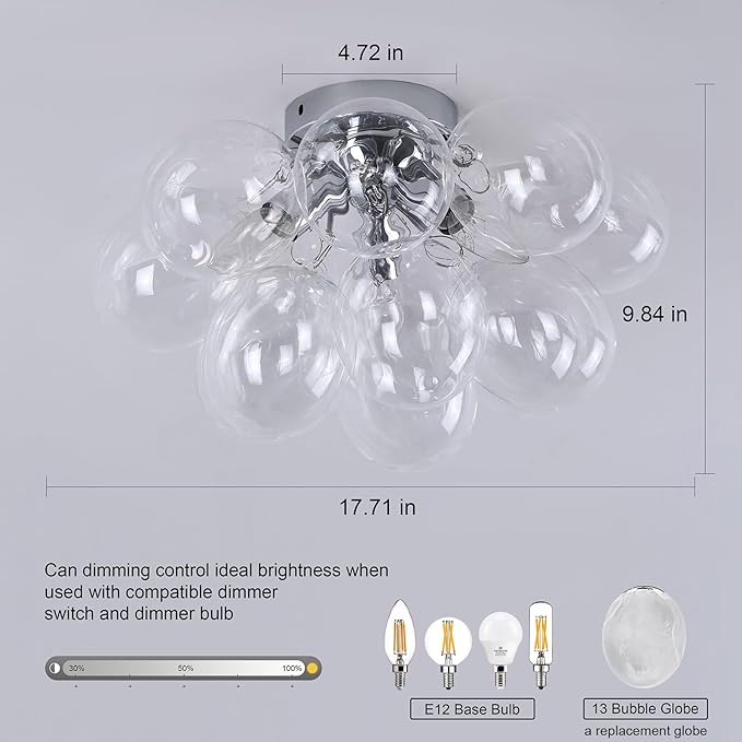 GoYeel Ceiling Light Chandelier Modern Kitchen Lights Ceiling Flush Mount Glass - Image 6