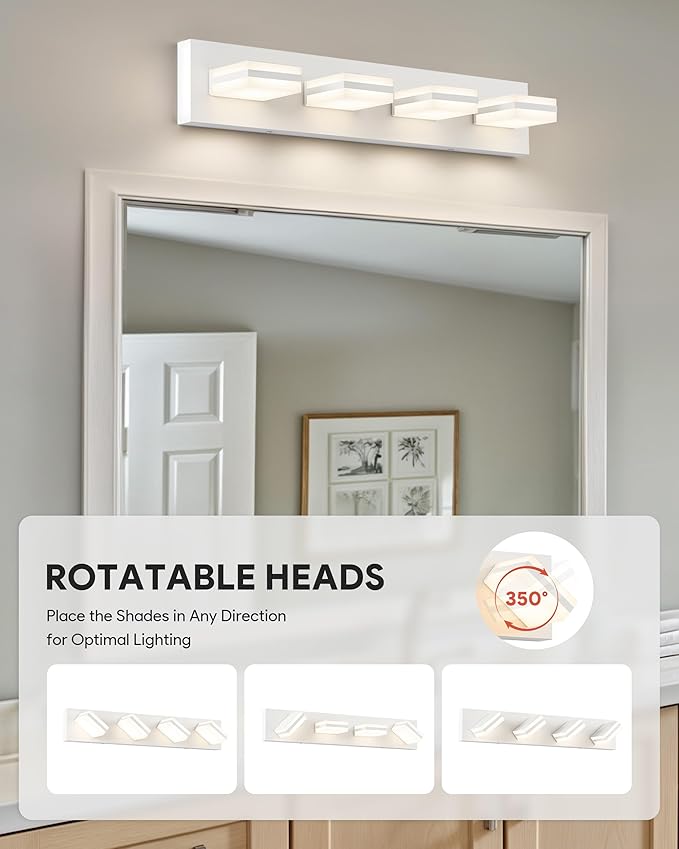 VONLUCE Bathroom Vanity Light Fixture, 4-Light Modern LED Vanity Light - Image 3