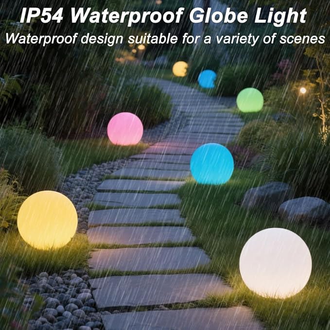 8-in Solar Globe Light Outdoor, Waterproof Solar Ball Light - Image 8