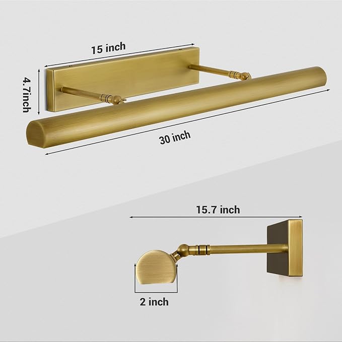 Brass Picture Light, 30in Brush Gold Picture Lights - Image 4