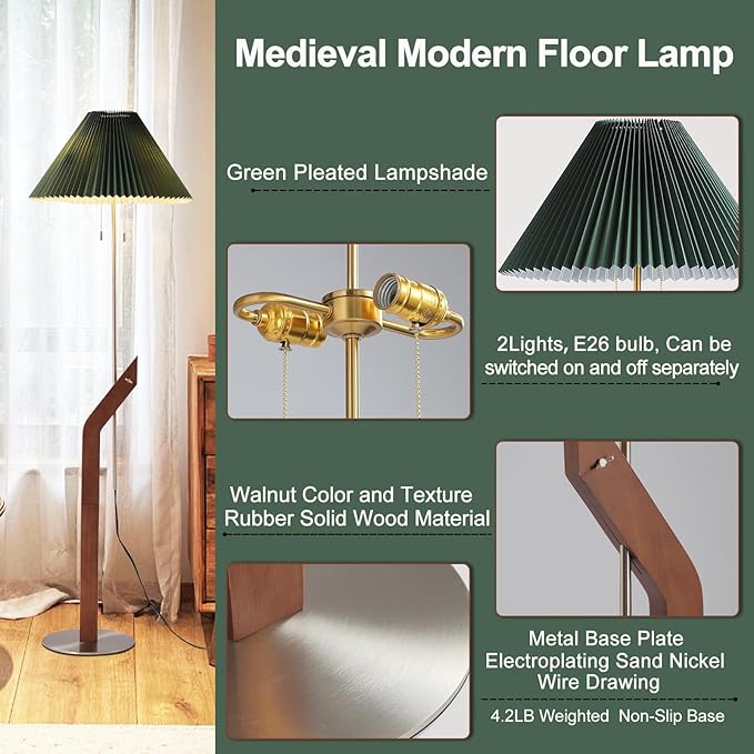 Floor Lamps for Living Room, Mid Century Modern Wood Large Floor Lamp, Height - Image 3