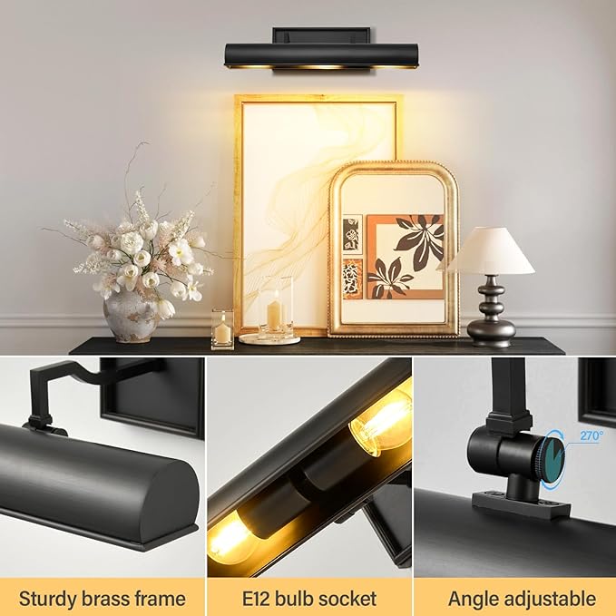 Black Hardwired Art Picture Light: 18 Inch Long Painting Lights - Image 5