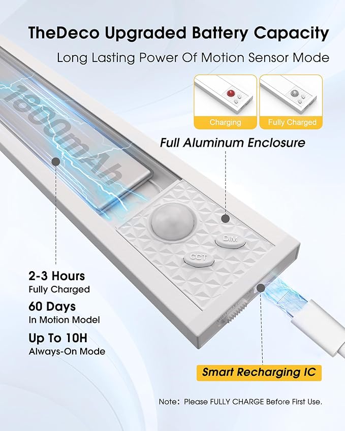 12 Inch Under Cabinet Lighting, Motion Sensor LED Lights of Battery Operated - Image 3