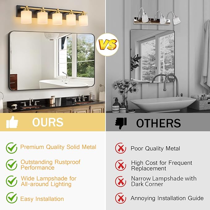 5 Light Modern Bathroom Light Fixtures Over Mirror, E26 Socket - Image 8