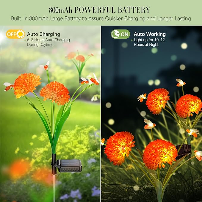 Solar Garden Lights, 6 Pack Swaying Bee Lights - Image 3