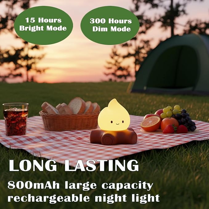 Campfire Night Light, 5 White Noise Mode, Cute Bonfire Gifts, Silicone Night - Image 3