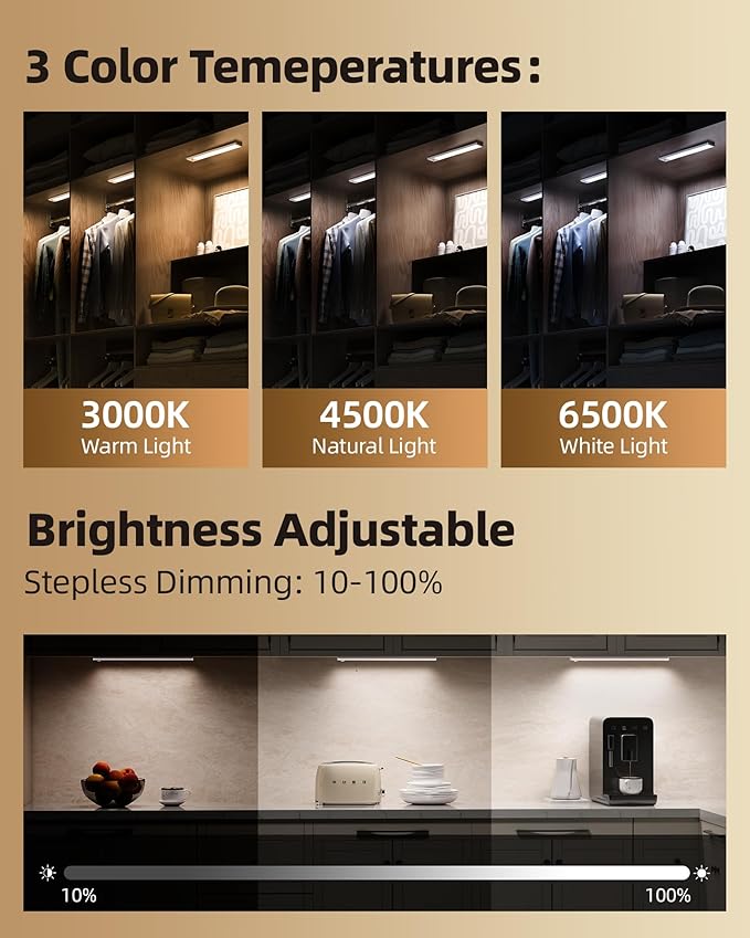 6Pack 12inch Under Cabinet Lighting, Rechargeable Motion Sensor Light Wireless - Image 5