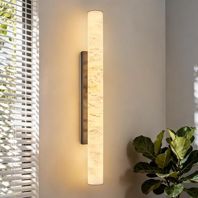 LMQNINE Natural Alabaster Wall Sconces Spanish Marble Wall Light Cylinder - Image 5