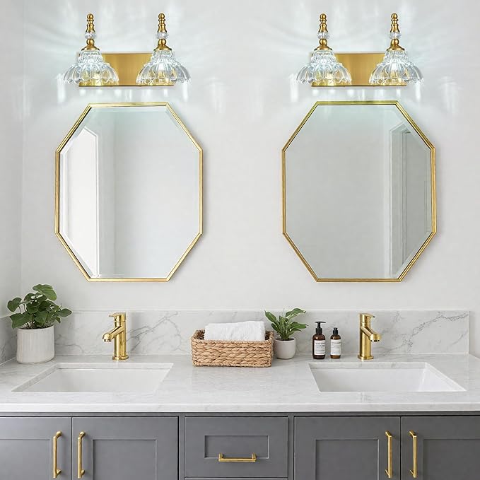 Vintage Bathroom Vanity Light, 2-Light Gold Vanity Lighting Fixture - Image 5