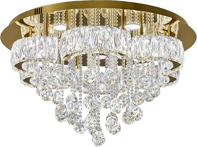Flashing God W24inches Modern Gold Chandeliers Flush Mount Ceiling Chandeliers - Image 9