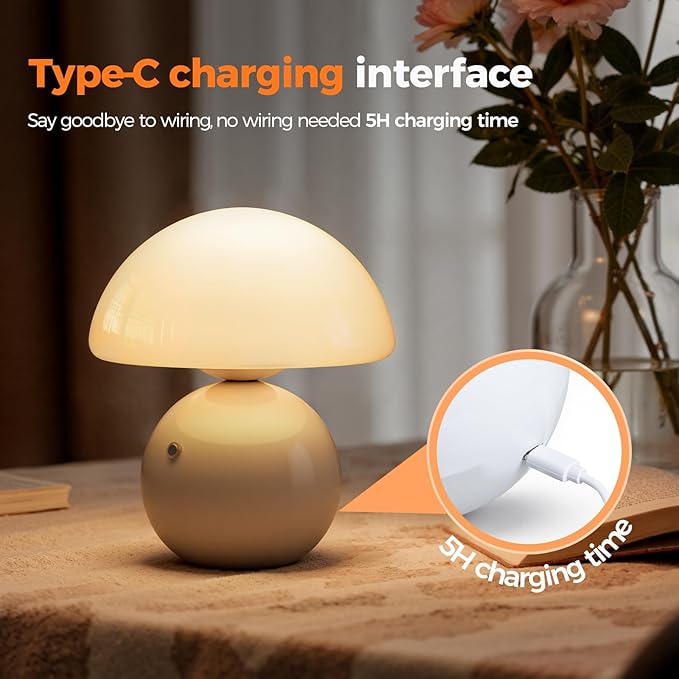 NIORSUN Wireless Mushroom Lamp, Table Lamp - Image 4