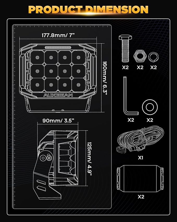 Auxbeam V-MAX Series LED Light Pod 7 Inch, 270° Side Shooter LED Offroad Lights - Image 6