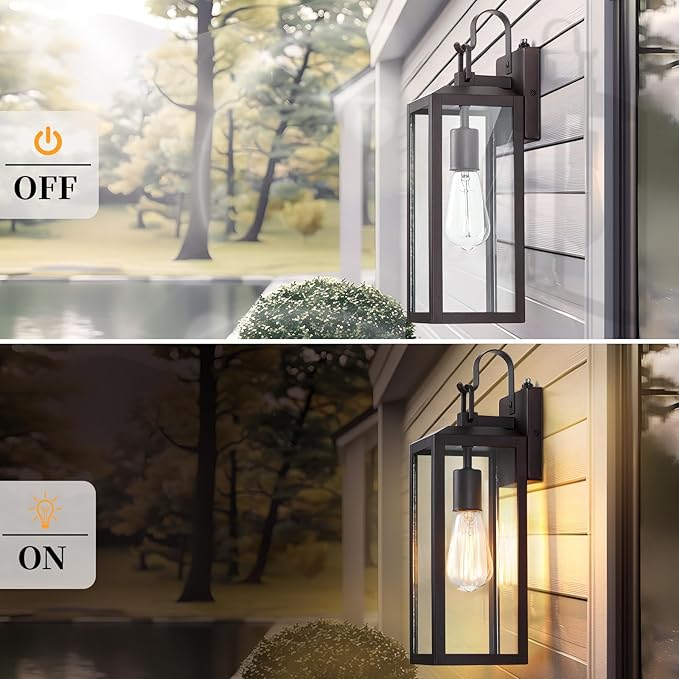 16'' Large Dusk to Dawn Outdoor Lighting 2 Packs, Modern Outdoor Lanterns - Image 2