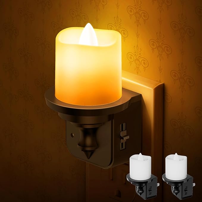 Briignite Flameless Candle Night Lights, Amber Plug-in 2 Pack, LED Candle by WelcometoBriigniteenjoyyourshopping