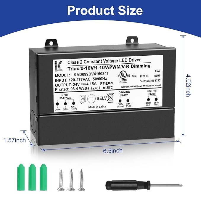 24V 100W Dimmable LED Driver, Triac/ELV/MLV//0-10V/1-10V/PWM/V-R 5-in-1 Power - Image 7