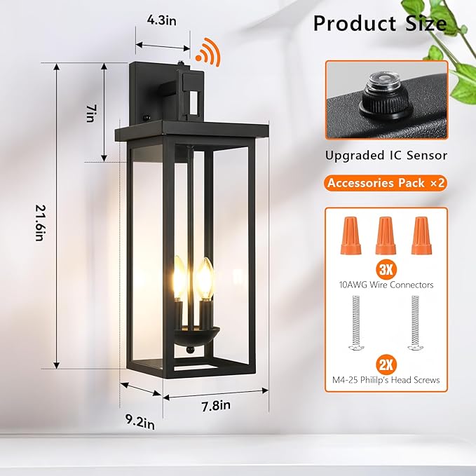 tewei 22 Inch Large Outdoor Wall Lights, Dusk to Dawn Outdoor Lighting Fixtures - Image 5